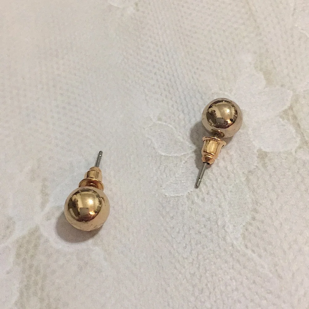 Gold button earrings
